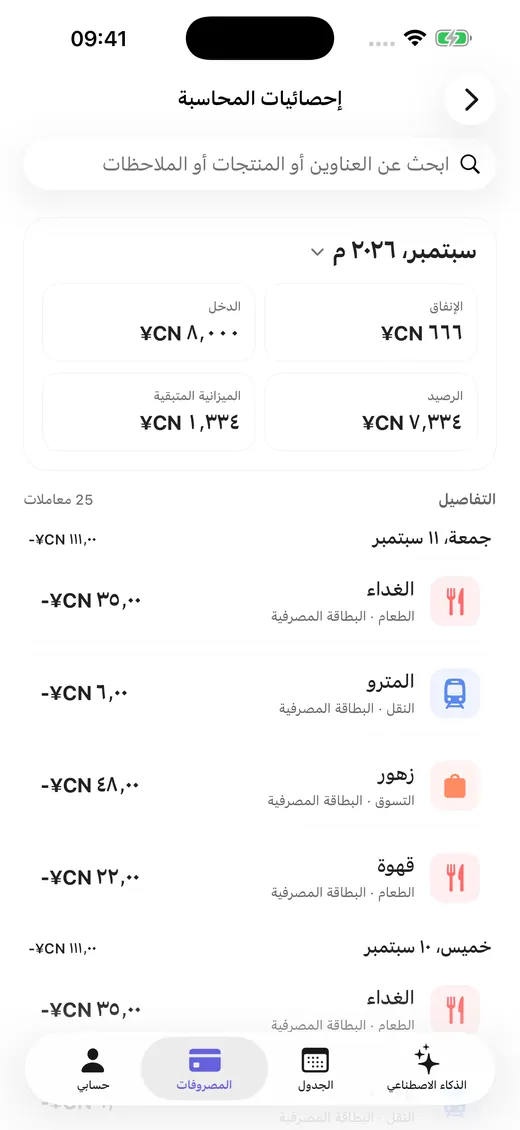 إجماليات شهرية حسب التصنيف