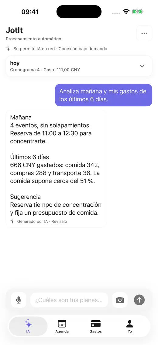 Preguntar por la semana y los gastos recientes
