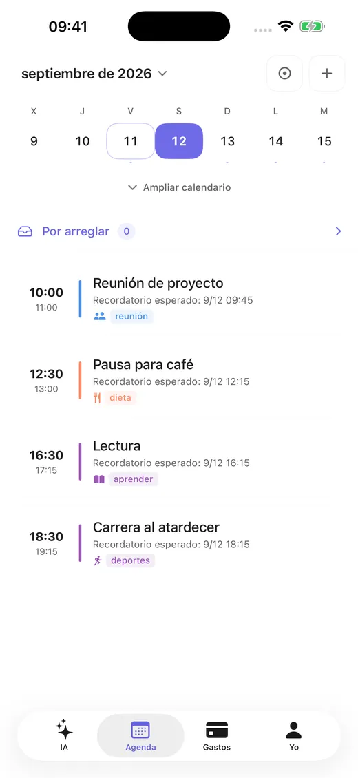 Eventos y recordatorios por fecha