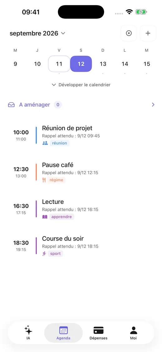 Rendez-vous et rappels par date