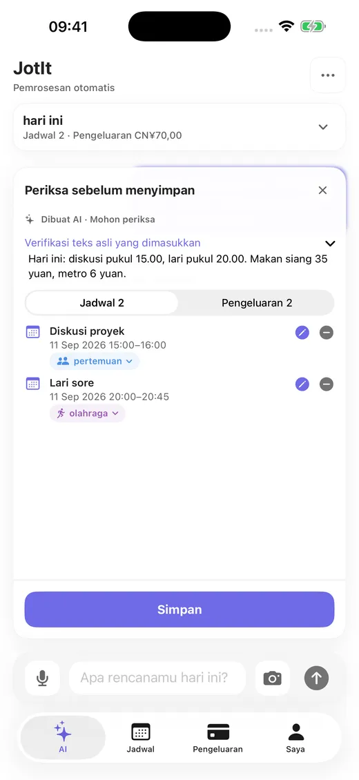Beberapa acara dan pengeluaran dari satu kalimat, siap diperiksa