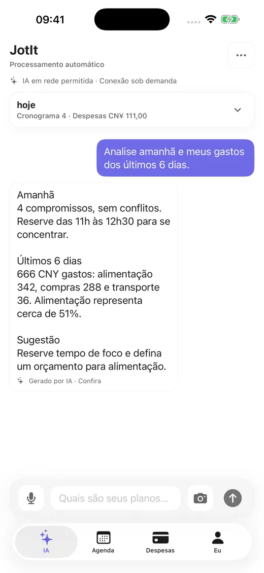 Perguntar pela semana e pelos gastos recentes